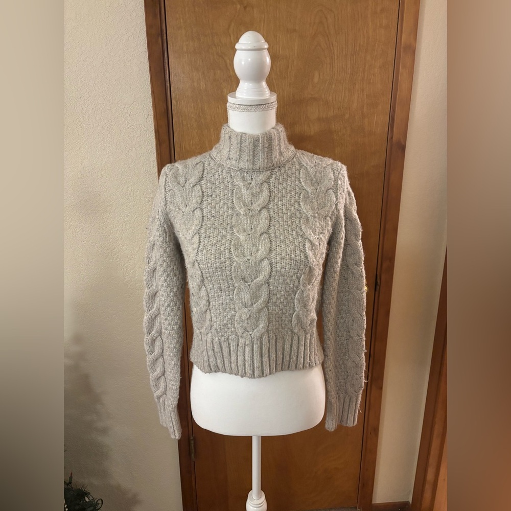 American Eagle Outfitters Cable Knit Cowl Neck Sweater - Gray